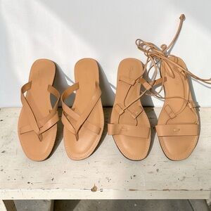Madewell NWOB Boardwalk Tan Leather Sandal Bundle of 2 Size 8.5 Women’s
